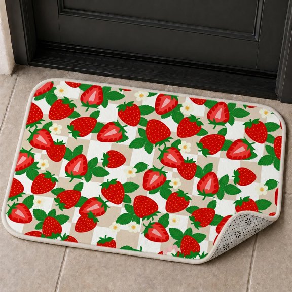 XaaKee Door Mat, Classic Berry Blocks Doormat, Non-Slip Rubber Backing Welcome Mat For Outdoor Entrance, 20x31inch