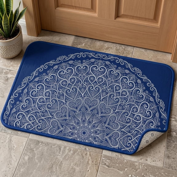 XaaKee Door Mat, Heart Vine Semi-Circle Mandala Print Doormat, Non-Slip Rubber Backing Welcome Mat Outdoor Door Mat for Front Door Entrance, 20x31inch