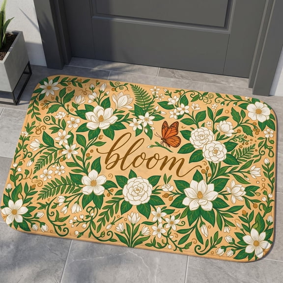 XaaKee Door Mat, Simple Bloom Art Welcome Mat, Non-Slip Rubber Backing Outdoor Mat, Indoor Outdoor Entrance Kitchen, 20x31inch
