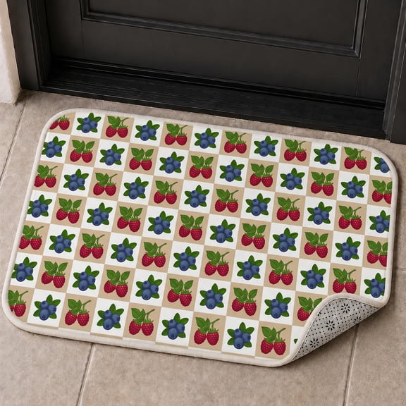 XaaKee Door Mats, Flat Fruit Grid Art Welcome Mat, Non-Slip Rubber Backing Outdoor Doormats, For Front Porch Entry, 20x31inch