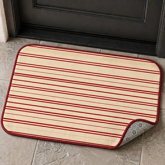 XaaKee Door Mats, Ticking Cardinal Red Sand Outdoor Doormat, Non-Slip Rubber Backing Front Door Mat For Outdoor Entrance, 20x31inch