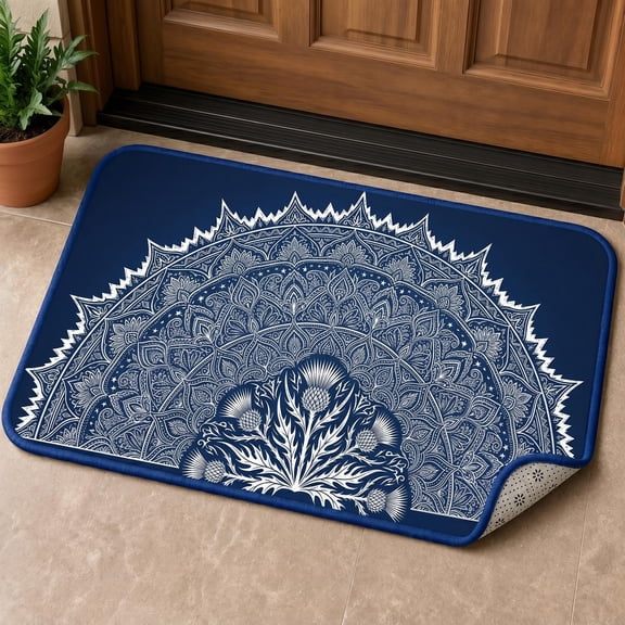 XaaKee Doormat Outdoor Entrance, Thistle Spike Mandala Door Mat, Non-Slip Rubber Backing Front Door Mat For Entryway, 20x31inch