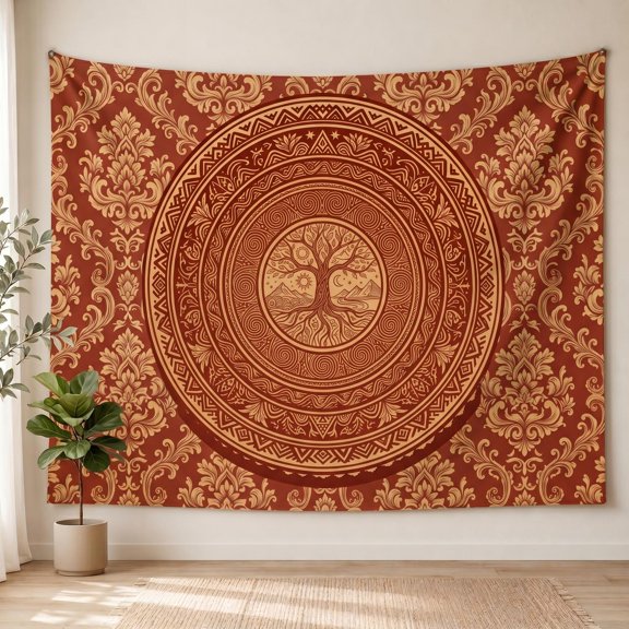 XaaKee, Earth Harmony Medallion Tapestry Wall Hanging, Decorative Print Pattern Art, 60x40Inch