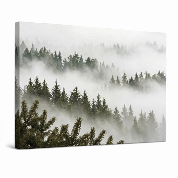 XaaKee Fir Ridge Canvas Art Atmospheric Landscape Wall Print Minimalist Pine Woods Inner Framed 18*12Inch