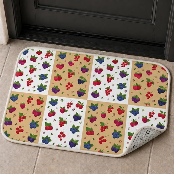 XaaKee Front Door Mat, Flat Strawberry Geometric Doormat, Non-Slip Rubber Backing Outdoor Mat, For Entrance Decor, 20x31inch