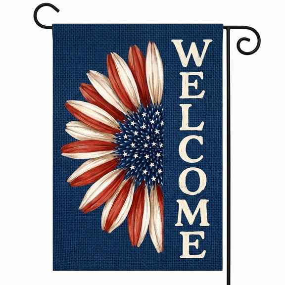 XaaKee Garden Flag, Americana Decor Coneflower Yard Flags, Double-Sided High-Quality White Linen Spring Garden Flag, Patio Outdoor Decoration, 12x18Inch