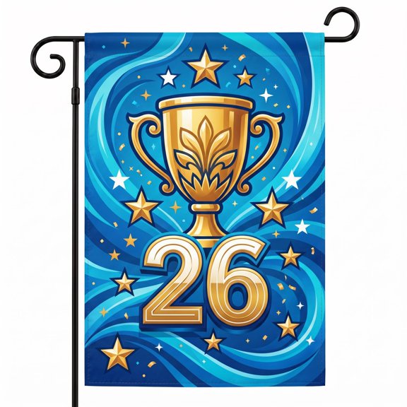 XaaKee Garden Flag, Classic Victory Sports Championship Garden Flags, Double-sided High-Quality White Linen Yard Flag for Outside Clearance Pathway Deck Decoration, 12x18Inch