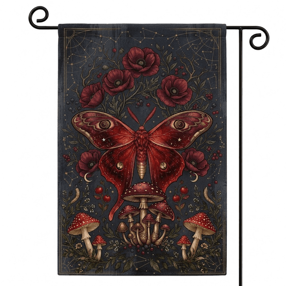 XaaKee Garden Flag Crimson Night Serpent 0084, Double-sided High-Quality White Linen Summer Garden Flag, Outside Home Yard Lawn Festival Decoration 12x18Inch