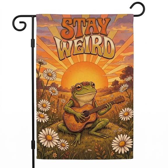 XaaKee Garden Flag, Whimsical Woodland Creatures Frog Melody Yard Flags, Double-Sided High-Quality White Linen Garden Flags For Outside, Festive Lawn Ornament, 12x18Inch