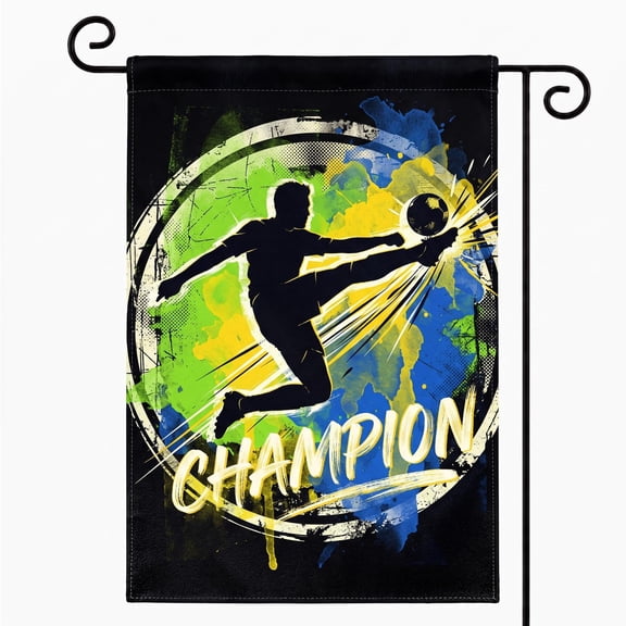 XaaKee Garden Flags For Outside, Volley Champion Acrylic Yard Flags, Double-Sided High-Quality White Linen Small Garden Flags Decor, 12x18Inch