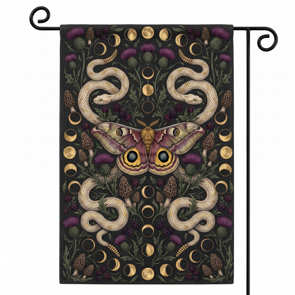 XaaKee Garden Flags Gothic Morels 0053 Garden Flag, Double-sided High-Quality White Linen Small Garden Flags, Symmetrical Yard Flags Outside 12x18Inch