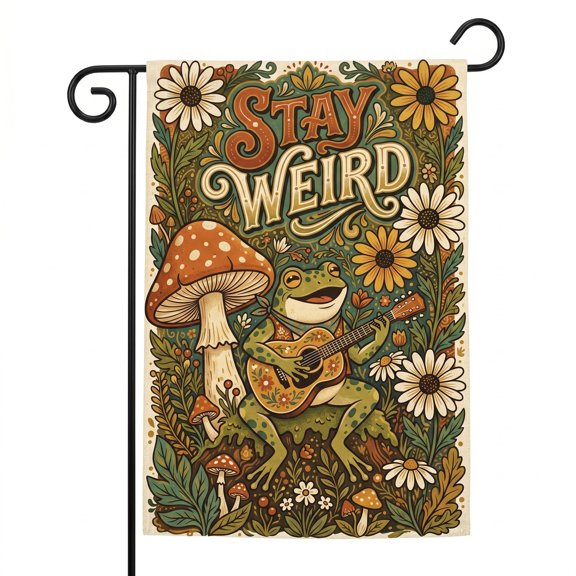 XaaKee Garden Flags For Outside, Earthy Color Palette Acoustic Vibes Yard Flags, Double-Sided High-Quality White Linen Spring Garden Flag, Lawn Decoration, 12x18Inch