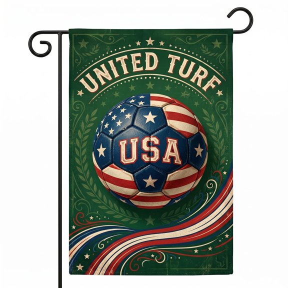 XaaKee Garden Flags For Outside, United Turf Soccer Team Sign Garden Flags, Double-sided High-Quality White Linen Yard Flags, Outdoor Yard Art, 12x18Inch