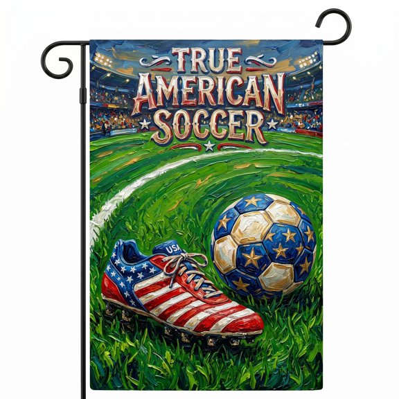 XaaKee Garden Flags For Outside, Usa Flag Shoes Patriotic Theme Print Pattern Yard Flags, Double-Sided High-Quality White Linen Spring Garden Flag, For Lawn Display, 12x18 Inch