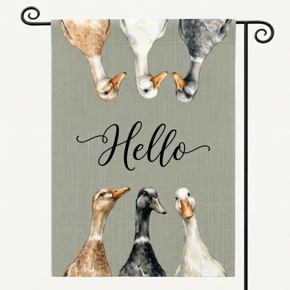 XaaKee Garden Flags For Outside, Welcoming Wall Art Runner Ducks Garden Flags For Outside Clearance, Double-Sided High-Quality White Linen Yard Flags, Exterior Pathway Enhancement, 12x18Inch