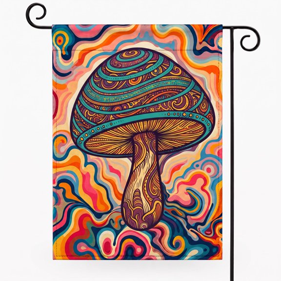 XaaKee Garden Flags, Retro Shroom Garden Flag, Double-sided High-Quality White Linen Garden Flags For Outside, Perfect For Yard Decor, 12x18Inch