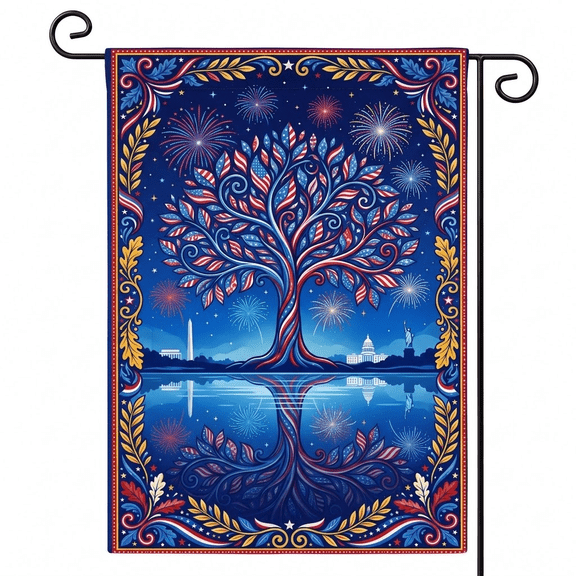 XaaKee Garden Flags Star Spangled Garden Patriotic Landscape Garden Flag Double-sided High-Quality White Linen Small Garden Flags Outdoor Decor 12x18Inch