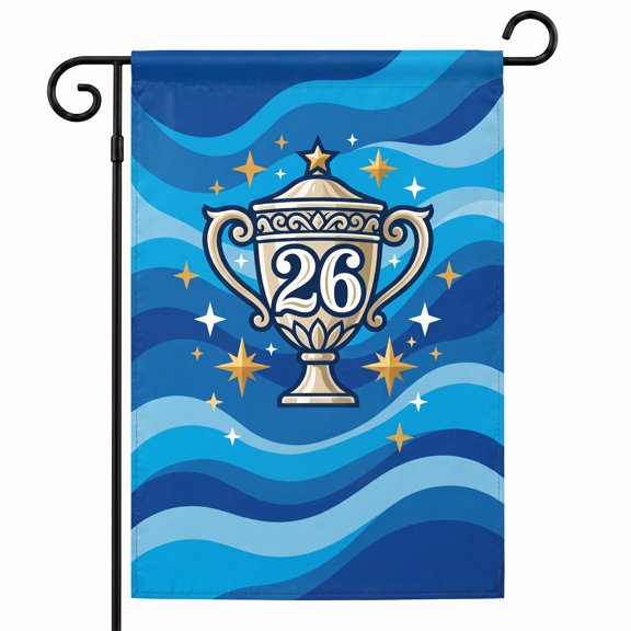 XaaKee Garden Flags, Stellar Trophy Sports Championship Garden Flag, Double-sided High-quality White Linen Yard Flags For Outside, Festive Design 12x18Inch