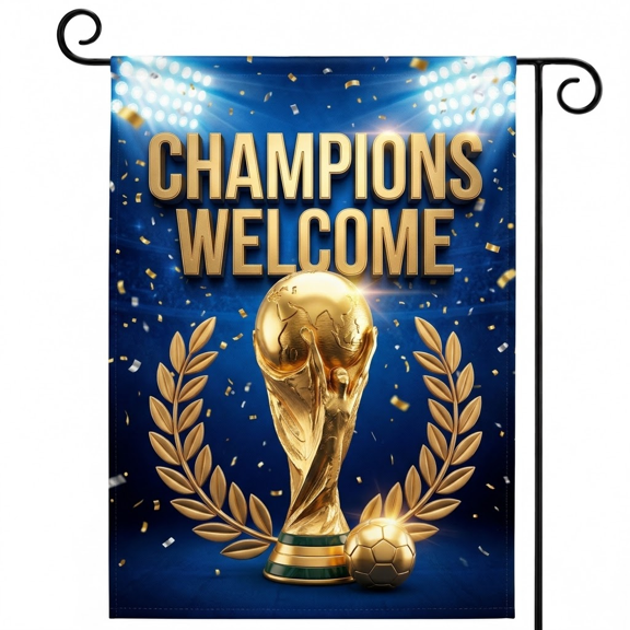 XaaKee Garden Flags, Victory Cup Celebration, Double-Sided High-Quality White Linen Yard Flag For Outside, Outdoor Decor, 12x18Inch