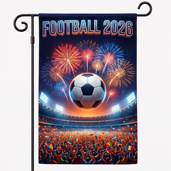 XaaKee Garden Flags, Victory Stadium Yard Flags, Soccer Celebration Double-Sided High-Quality White Linen Small Garden Flags, Championship Outside Decor, 12x18Inch