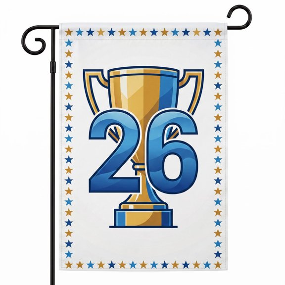 XaaKee Garden Flags, Victory Star Celebratory Sports Trophy and Stars Yard Flag, Double-sided High-Quality White Linen Garden Flags for Outside Clearance, 12x18Inch