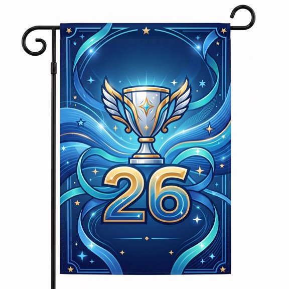 XaaKee Garden Flags, Victory Waves Sports Championship Trophy Garden Flag, Double-Sided High-Quality White Linen Small Garden Flags for Outside Clearance, Yard Decor, 12x18Inch