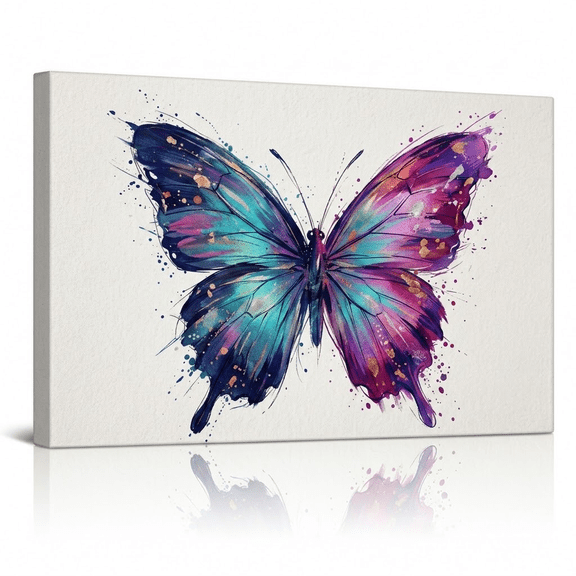 XaaKee Iridescent Flutter Art Prints Metallic Look and Color Shift Modern Canvas Wall Art Inner Framed 18*12Inch