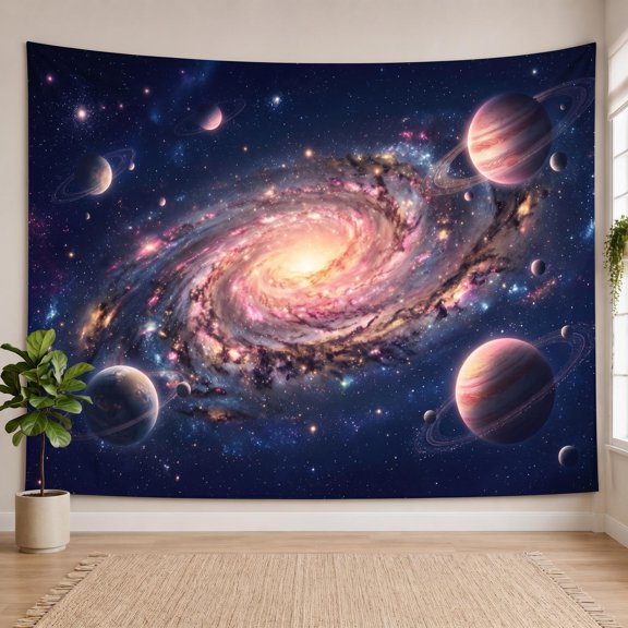 XaaKee Large Tapestry, Cosmic Orbit Journey Galaxy Theme, High-Quality Polyester Room Tapestry, 60x40Inch