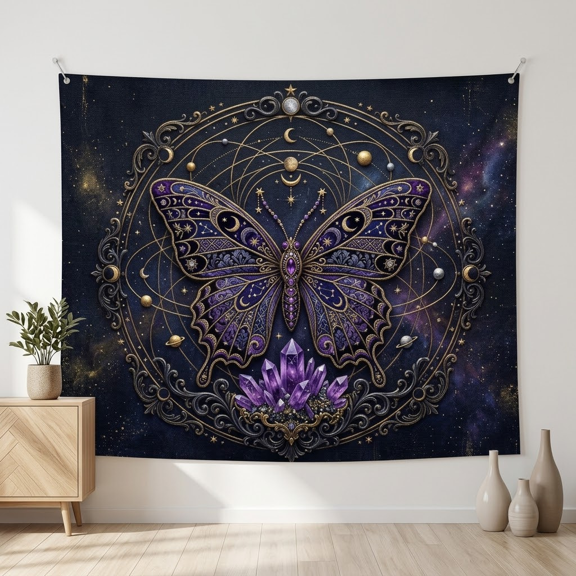 XaaKee Large Tapestry, Gothic Mystic Butterfly Emblem, High-Quality Polyester Room Tapestry, 60x40Inch