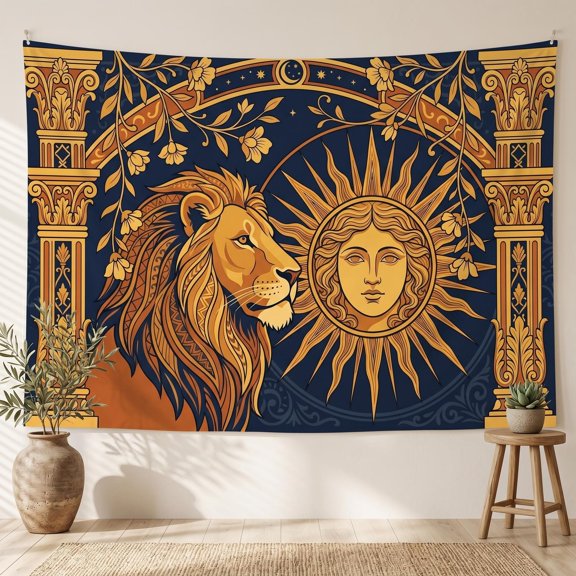 XaaKee Large Tapestry, Royal Sun Alignment Bohemian Decorative Print, High-Quality Polyester Tapestry Wall Hanging, 60x40Inch