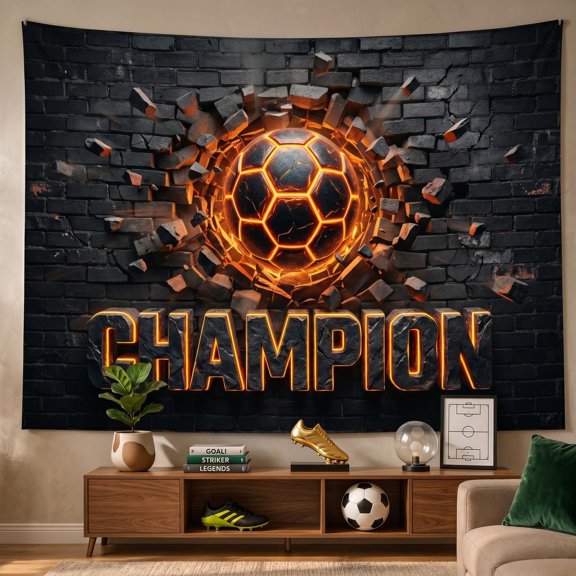 XaaKee Large Wall Tapestry, 3D Photorealistic Mural Sports Print Artwork Champion Electric Heat, High-Quality Polyester Large Tapestry, 60x40Inch