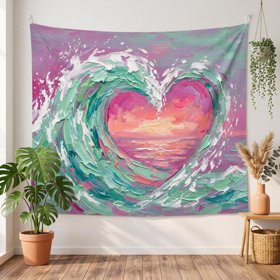 XaaKee Large Wall Tapestry, Contemporary Surf Heart, High-Quality Polyester Tapestry Wall Hanging, 60x40Inch