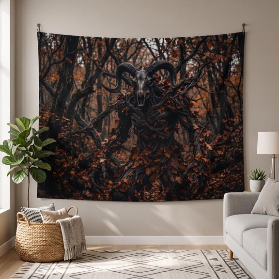 XaaKee Large Wall Tapestry, Dead Leaves Skull Monster Tree Demon, High-Quality Polyester Tapestry, 60x40Inch