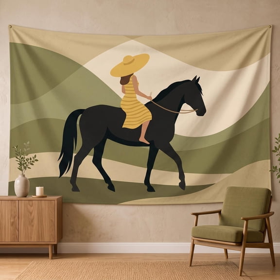 XaaKee Large Wall Tapestry Muted Moss Earth Promenade Vector High-Quality Polyester Room Tapestry 60x40Inch