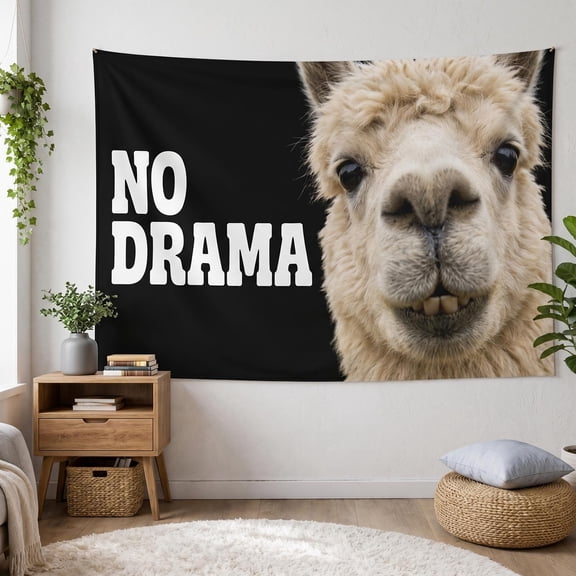 XaaKee Large Wall Tapestry, No Drama Fluffy Llama, High-Quality Polyester Tapestry Wall Hanging, 60x40Inch