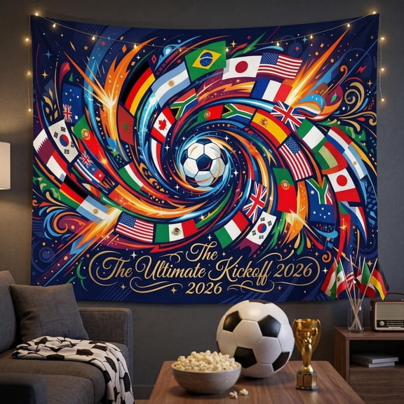 XaaKee Large Wall Tapestry, The Ultimate Kickoff Soccer Tournament Tapestry, High-Quality Polyester Tapestry Room Tapestry Decor, 60x40Inch