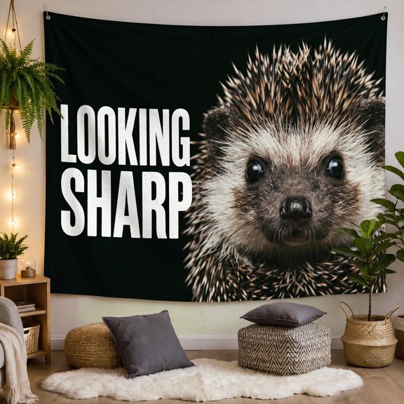 XaaKee, Little Hedgehog Tapestry Wall Hanging, Cute Animal Bedroom Tapestry, High-Quality Polyester Large Wall Tapestry, 60x40Inch