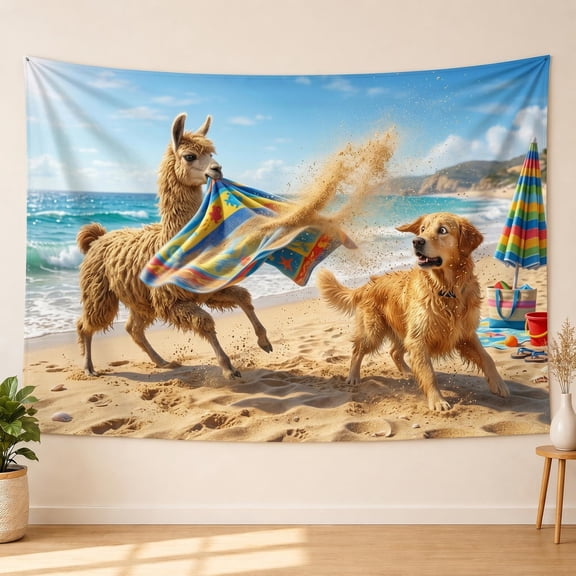 XaaKee, Llama Beach Towel Tapestry, High-Quality Polyester Large Tapestry, 60x40Inch