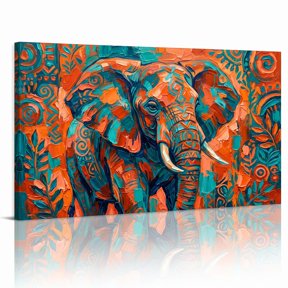 XaaKee Majestic Elephant Portrait Canvas Wall Art Expressive Animal Prints Inner Framed 18*12Inch