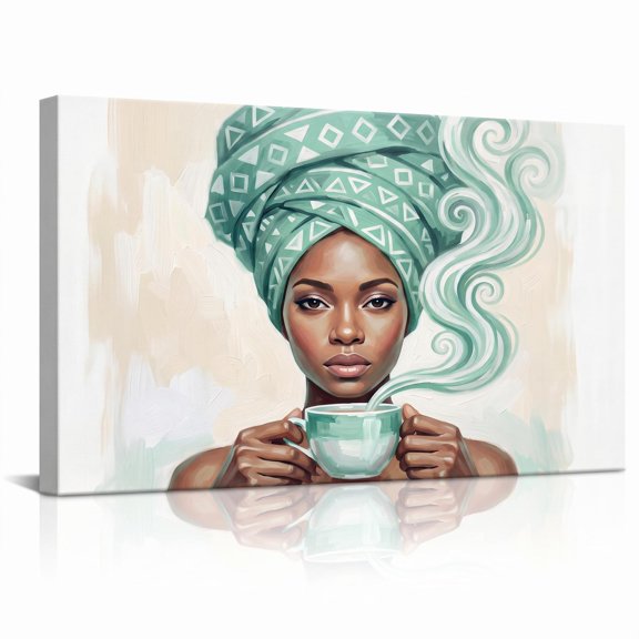 XaaKee Mint Medley Portrait Canvas Wall Art Prints Modern Geometric Patterns Inner Framed 18*12Inch