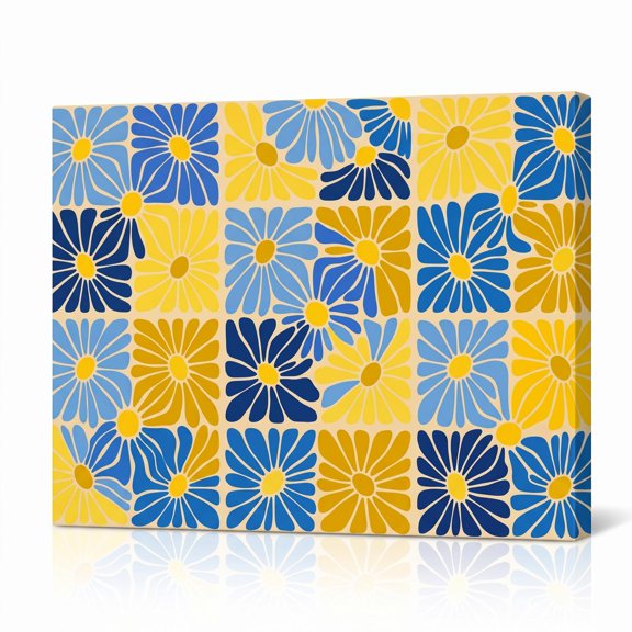 XaaKee Mod Shapes 0031 Interwoven Flora Retro Vector Dense Pattern Canvas Wall Art Prints Inner Framed 18*12Inch