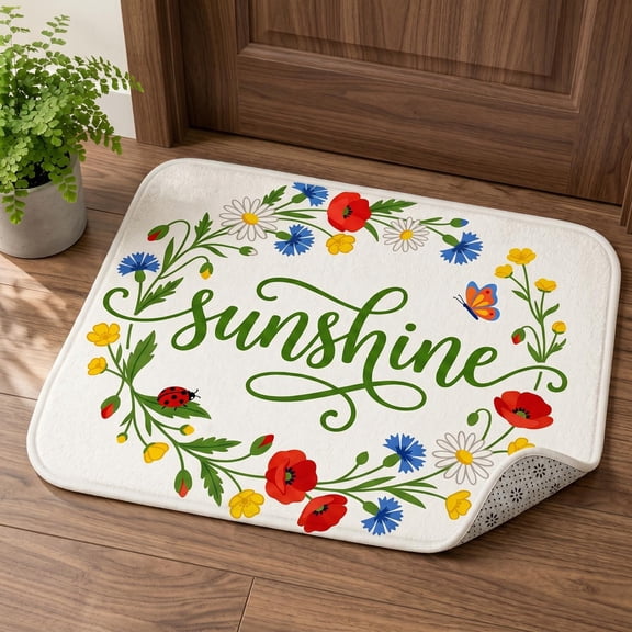 XaaKee Outdoor Mat, Sunshine Delicate Garland Welcome Mat, Non-Slip Rubber Backing Front Door Mat Doormat, 20x31inch