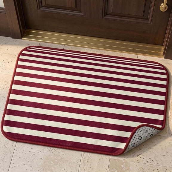 XaaKee Outdoor Rug, Smooth Graduated Maroon Off-White Doormats, Non-Slip Rubber Backing Welcome Mat For Front Entryway Floor, 20x31inch