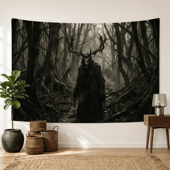 XaaKee Room Tapestry, Deep Forest Shadow Monster Woodland Entity, High-Quality Polyester Large Wall Tapestry, 60x40Inch