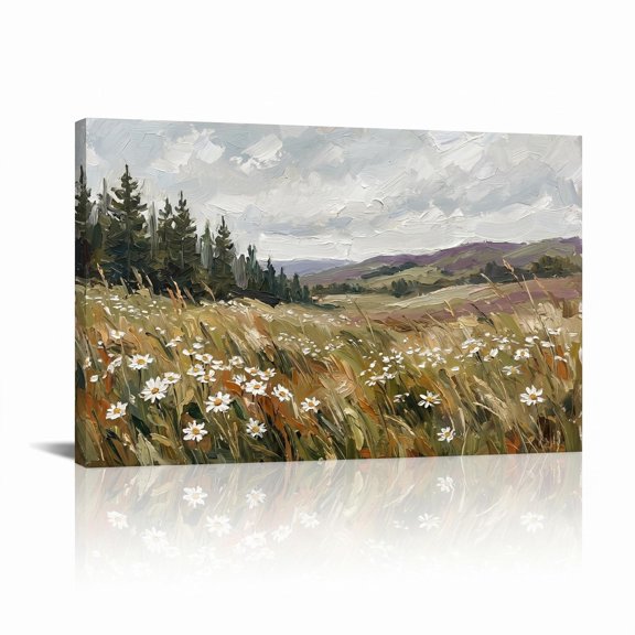 XaaKee Rustic Meadow Art Prints Canvas Wall Art Country Landscape Wild Grasses Inner Framed 18*12Inch