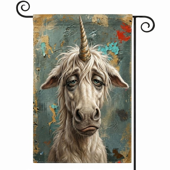 XaaKee Spring Garden Flag, Humorous Animal Portrait Dejected Snout Garden Flags, Double-Sided High-Quality White Linen Garden Flags For Outside 12x18Inch