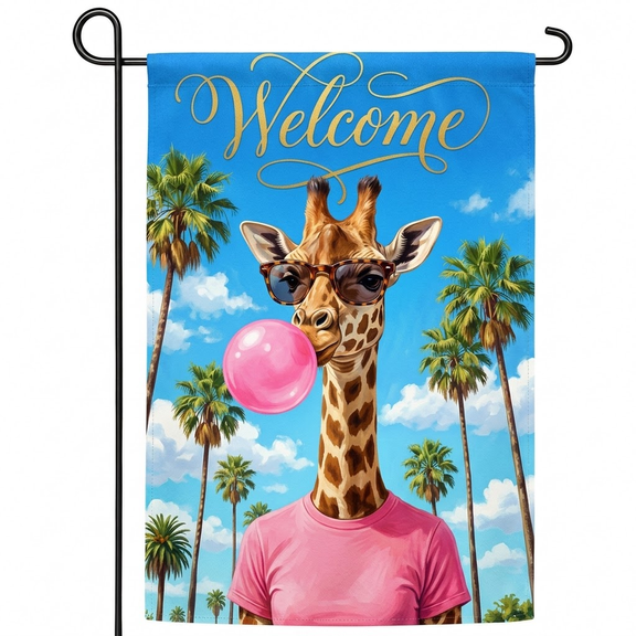XaaKee Summer Garden Flag, West Coast Paradise Cool Garden Flag, Double-Sided High-Quality White Linen Garden Flags, 12x18Inch