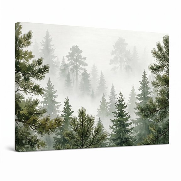 XaaKee Sylvan Woods Canvas Art Mystical Misty Forest Serene Forest Canopy Scandinavian Nature Style Art Prints Inner Framed 1812Inch