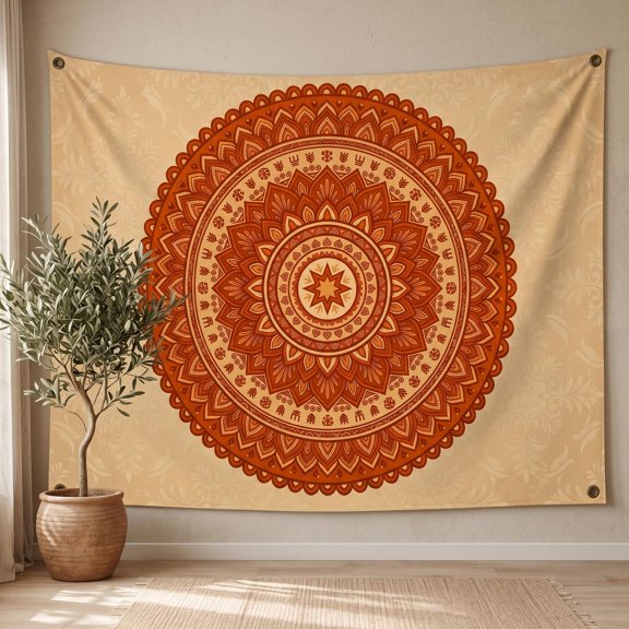 XaaKee Tapestry, Desert Clay Abstract Mandala Decorative Print, High-Quality Polyester Tapestry For Bedroom, 60x40Inch