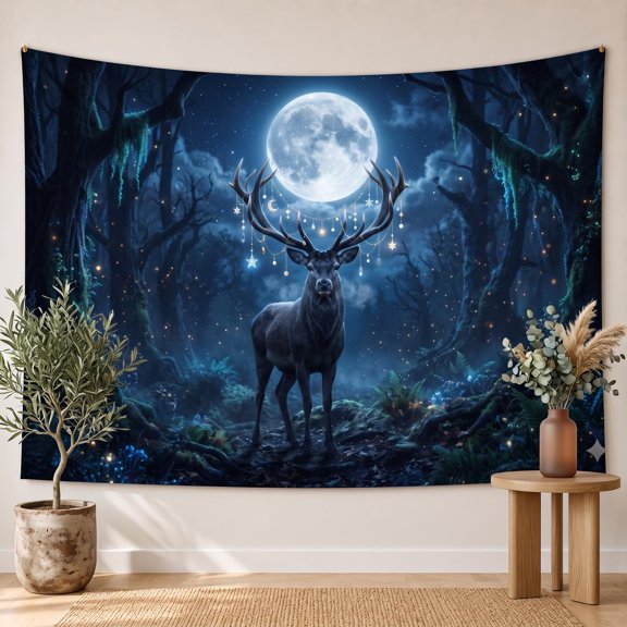XaaKee Tapestry For Bedroom, Ethereal Stag Spirit, High-Quality Polyester Large Tapestry, 60x40Inch